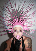 Bubblegum Spiked Leather Hood